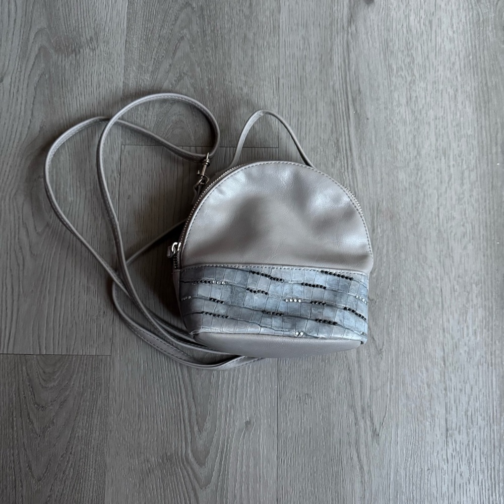 Faux Leather Mini Backpack with Animal Print Accent